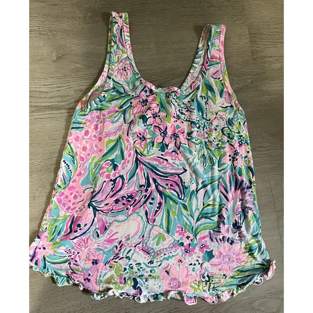 Lilly Pulitzer Ruffle PJ Tank Women's XXS Pajamas Top Sleeveless - Picture 1 of 6